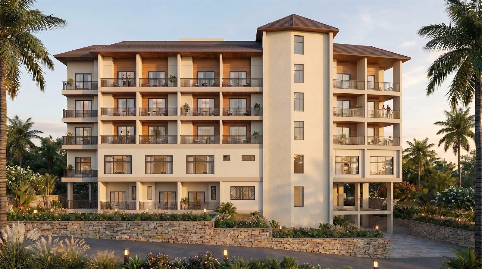 The Evelon Hills building at golden hour